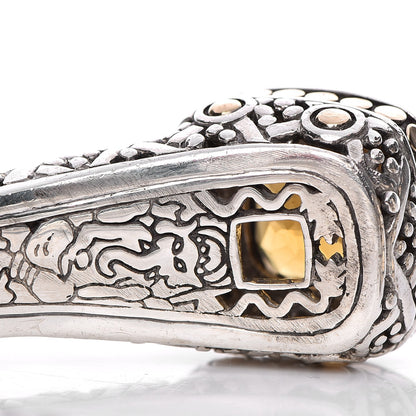 John Hardy Sterling Silver 18K Yellow Gold Diamond Smoky Quartz Jaisalmer Cuff Bracelet 6 of 9