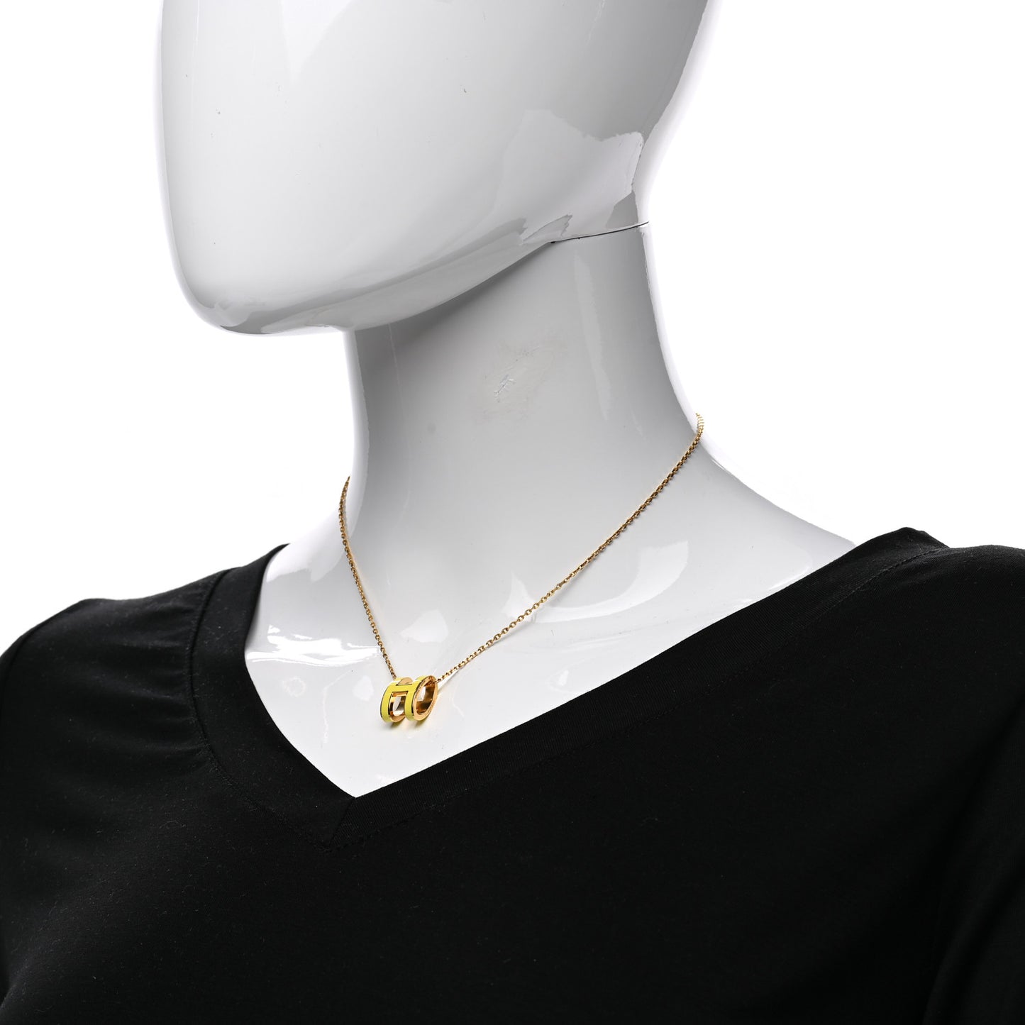 Lacquered Gold Pop H Pendant Necklace Mimosa