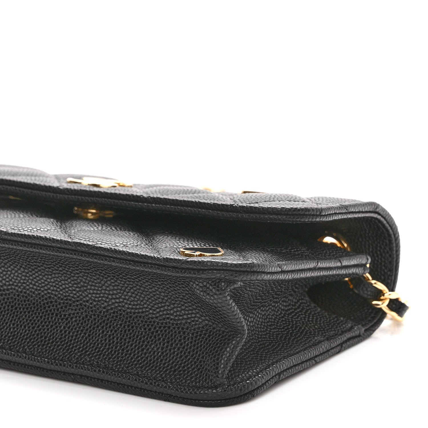 Chanel Caviar Quilted Enamel Coco Casino Flap Phone Holder With Chain Black 11 of 11