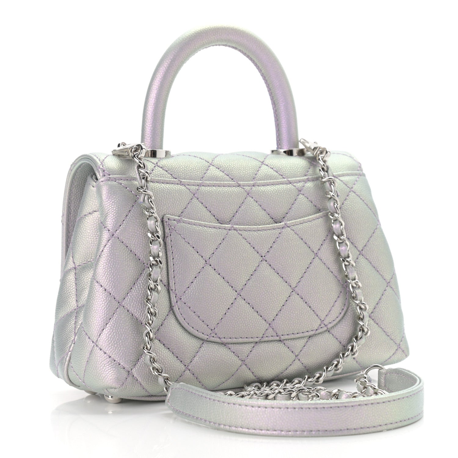 Chanel Iridescent Caviar Quilted Extra Mini Coco Handle Flap Purple 3 of 11