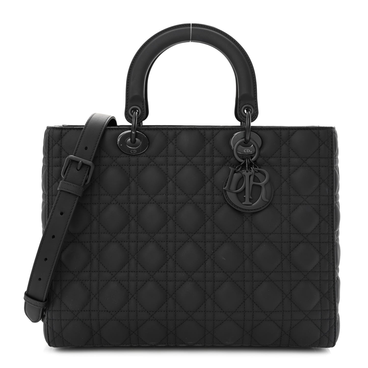 Christian Dior Ultra Matte Calfskin Cannage Large Lady Dior Black 1 of 10