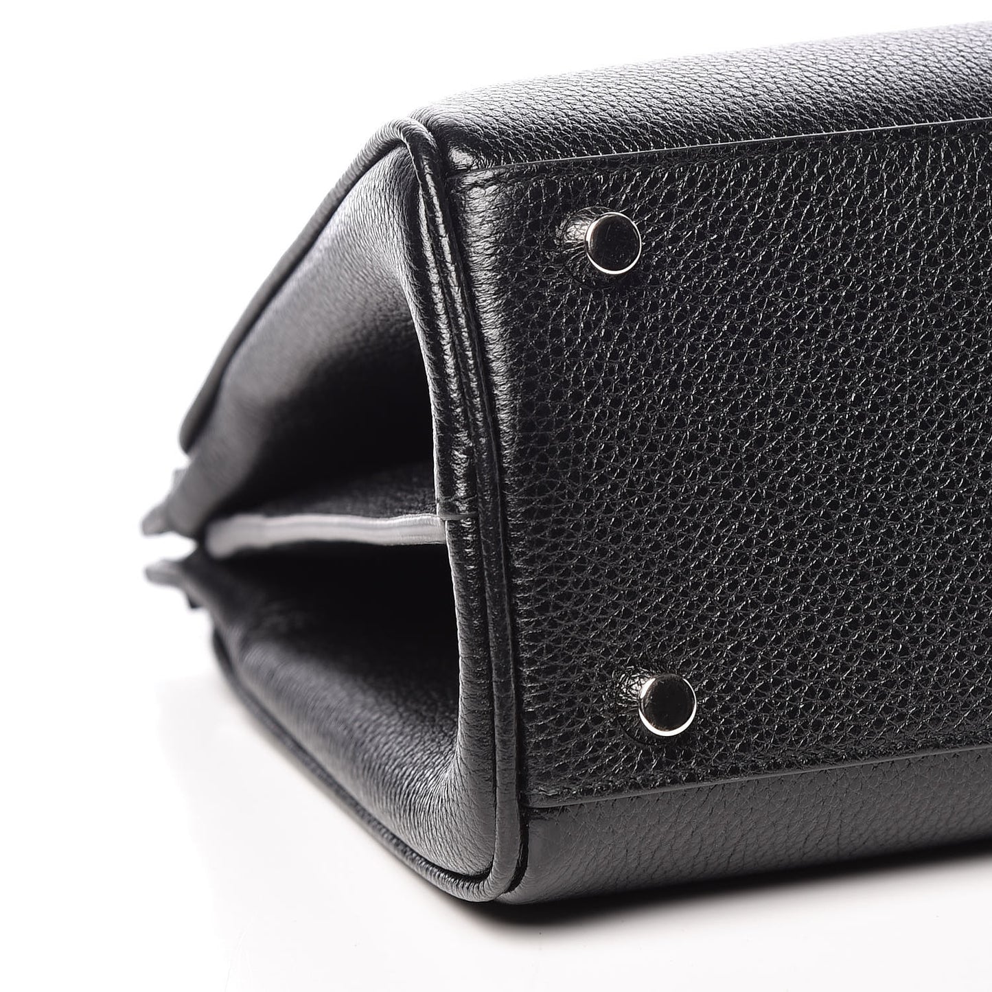Grainy Calfskin Small Zumi Top Handle Bag Black