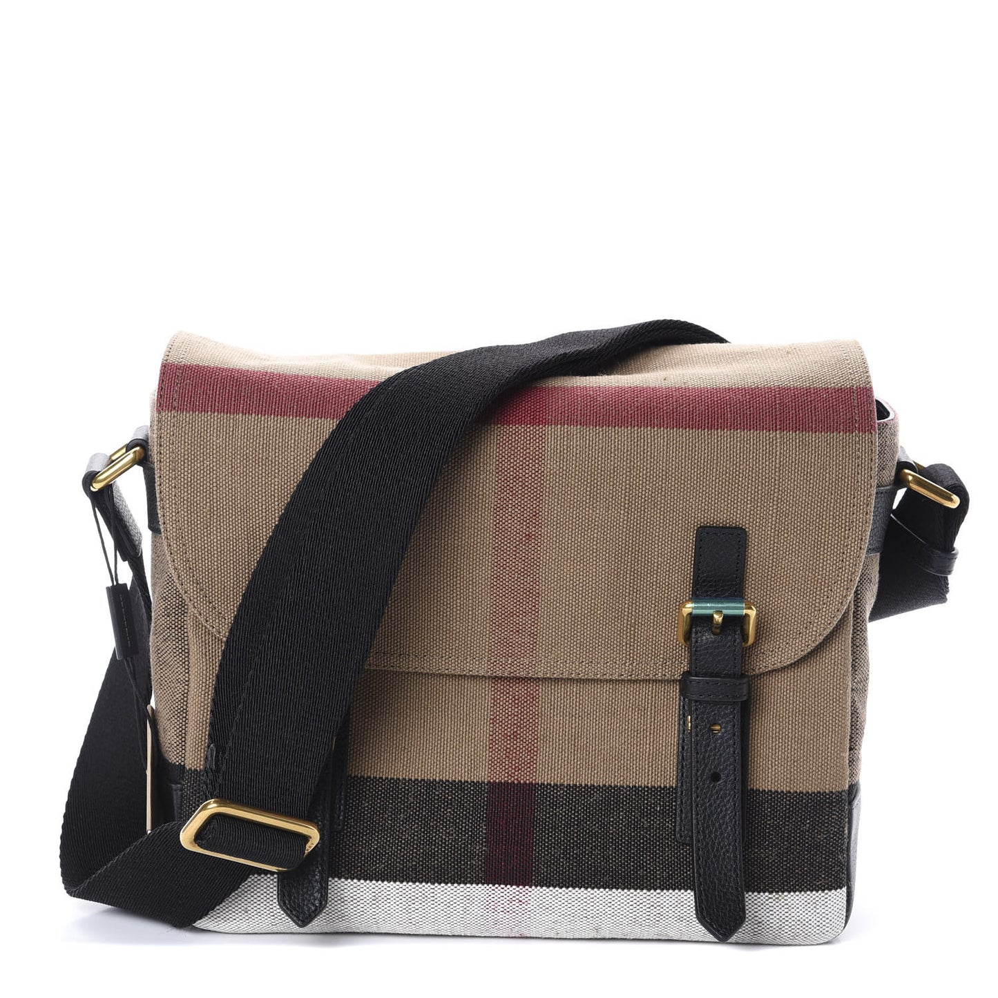 Canvas Mega Check Large Baildon Messenger Bag Black