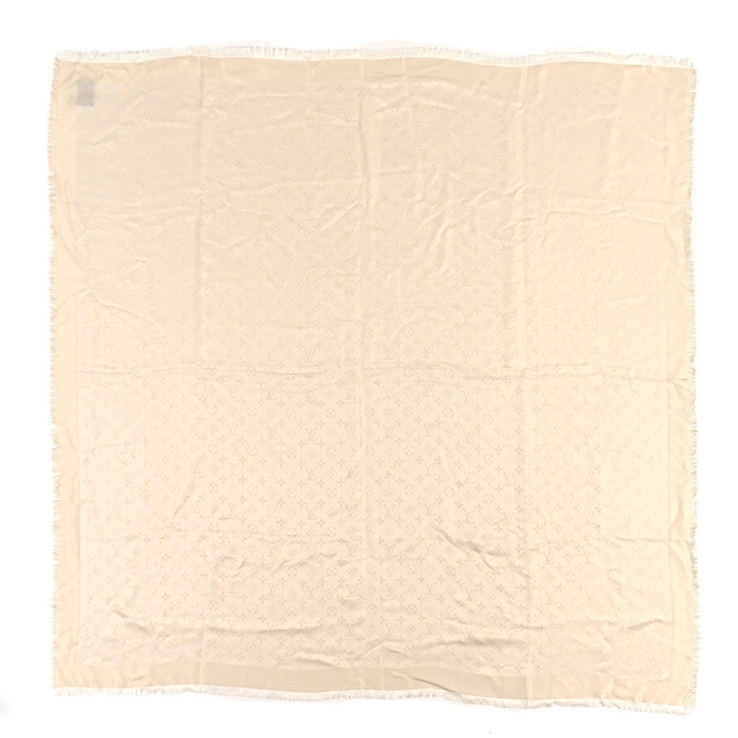 Louis Vuitton Silk Wool Monogram Shine Shawl White 1 of 4