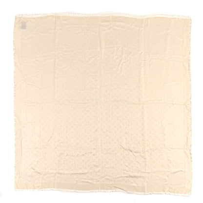 Louis Vuitton Silk Wool Monogram Shine Shawl White 1 of 4