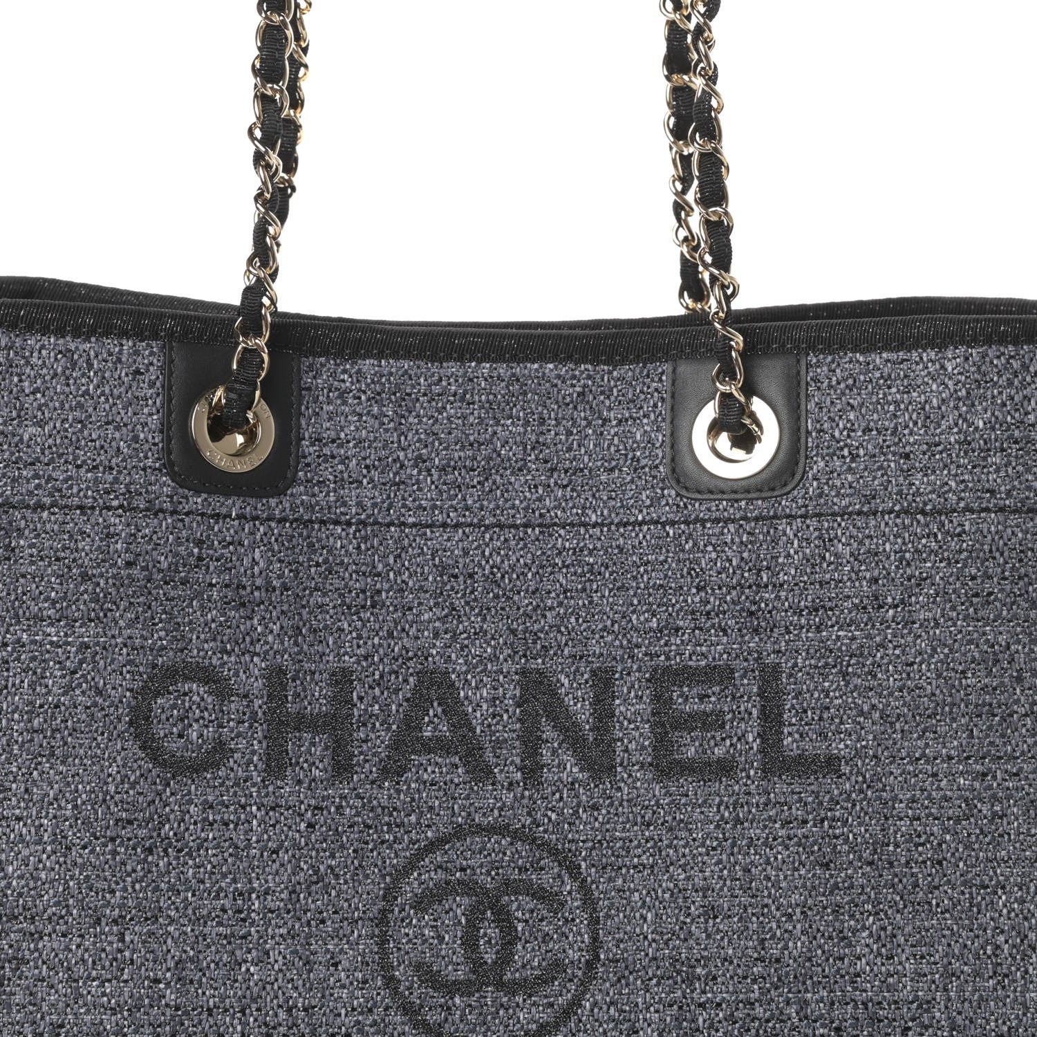 Chanel Woven Straw Raffia Small Deauville Tote Charcoal 8 of 10