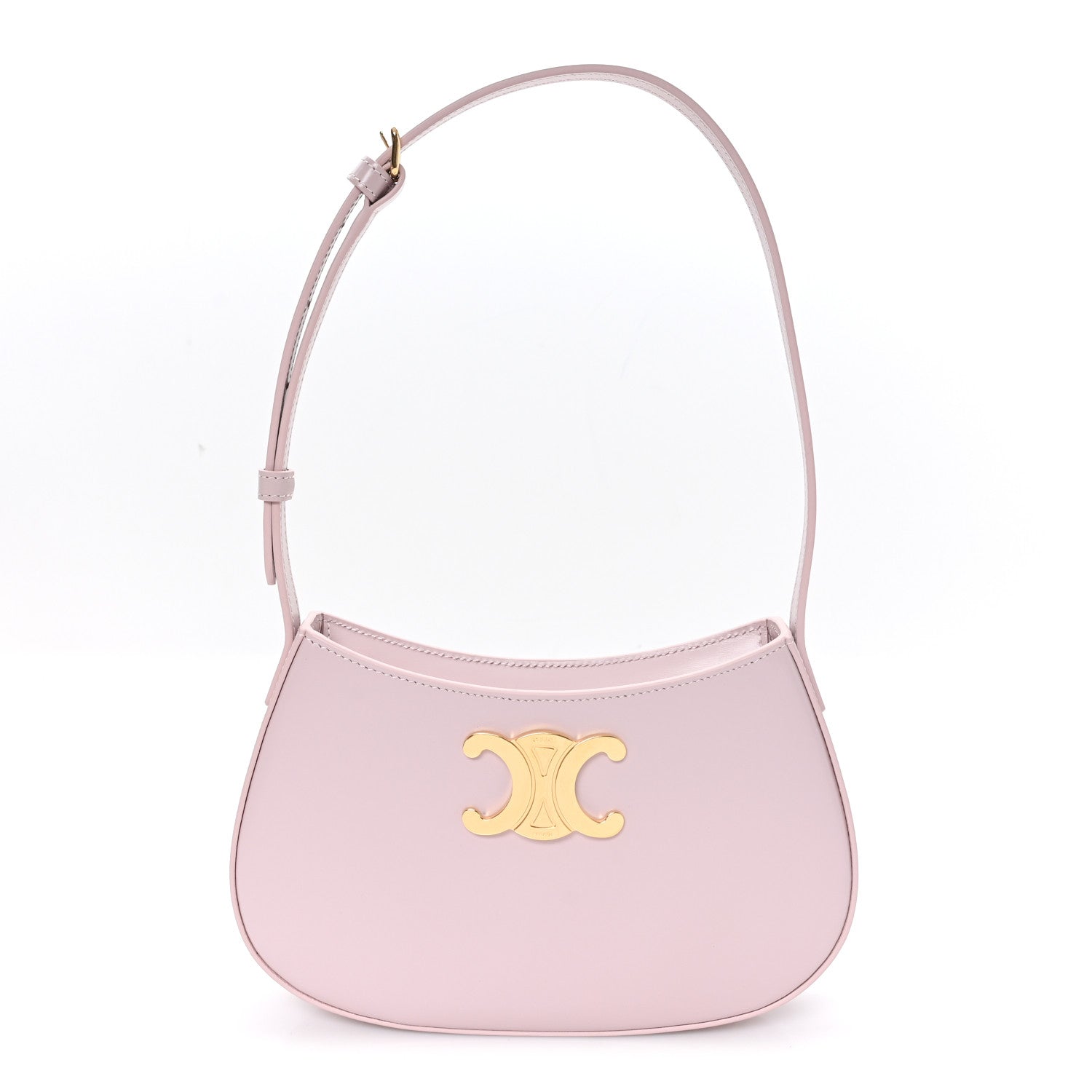 Celine Shiny Calfskin Medium Tilly Triomphe Shoulder Bag Bleached Pink 1 of 11