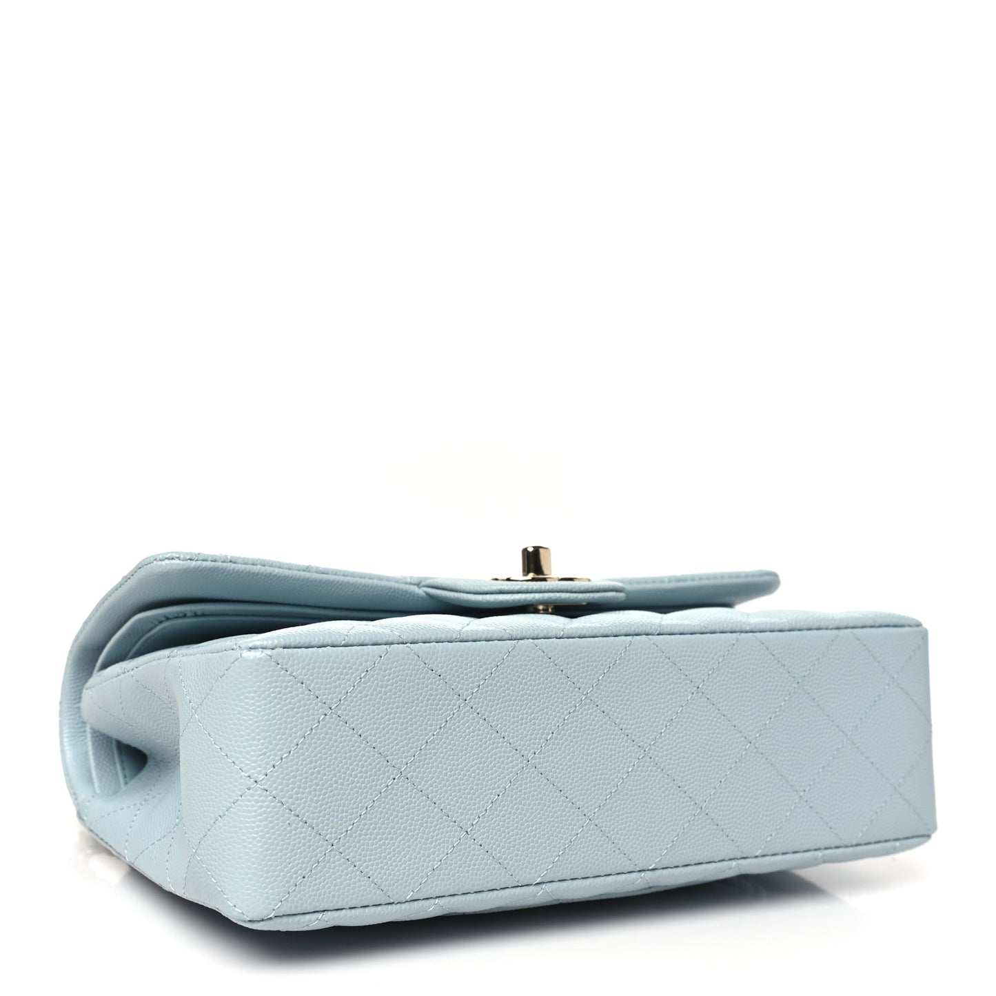 Caviar Quilted Small Double Flap Light Blue
