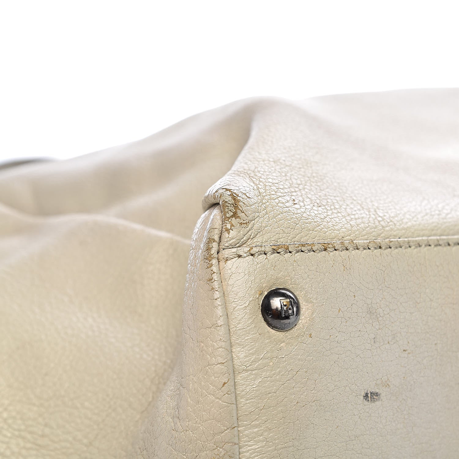 Fendi Goatskin Stingray Large Peekaboo Iconic Satchel White Pink 30 of 35