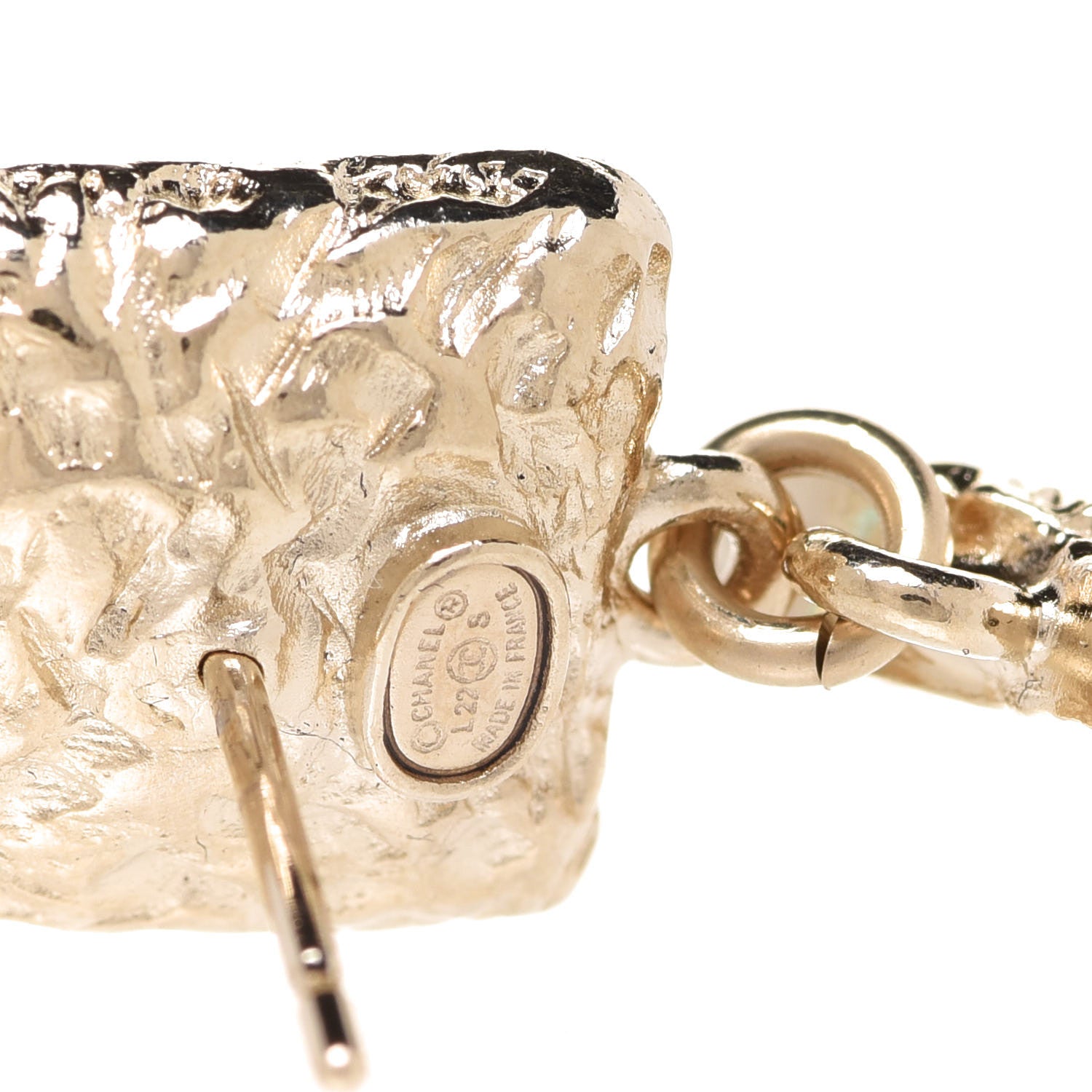 Chanel Iridescent Baguette Crystal CC Drop Earrings Gold 4 of 5