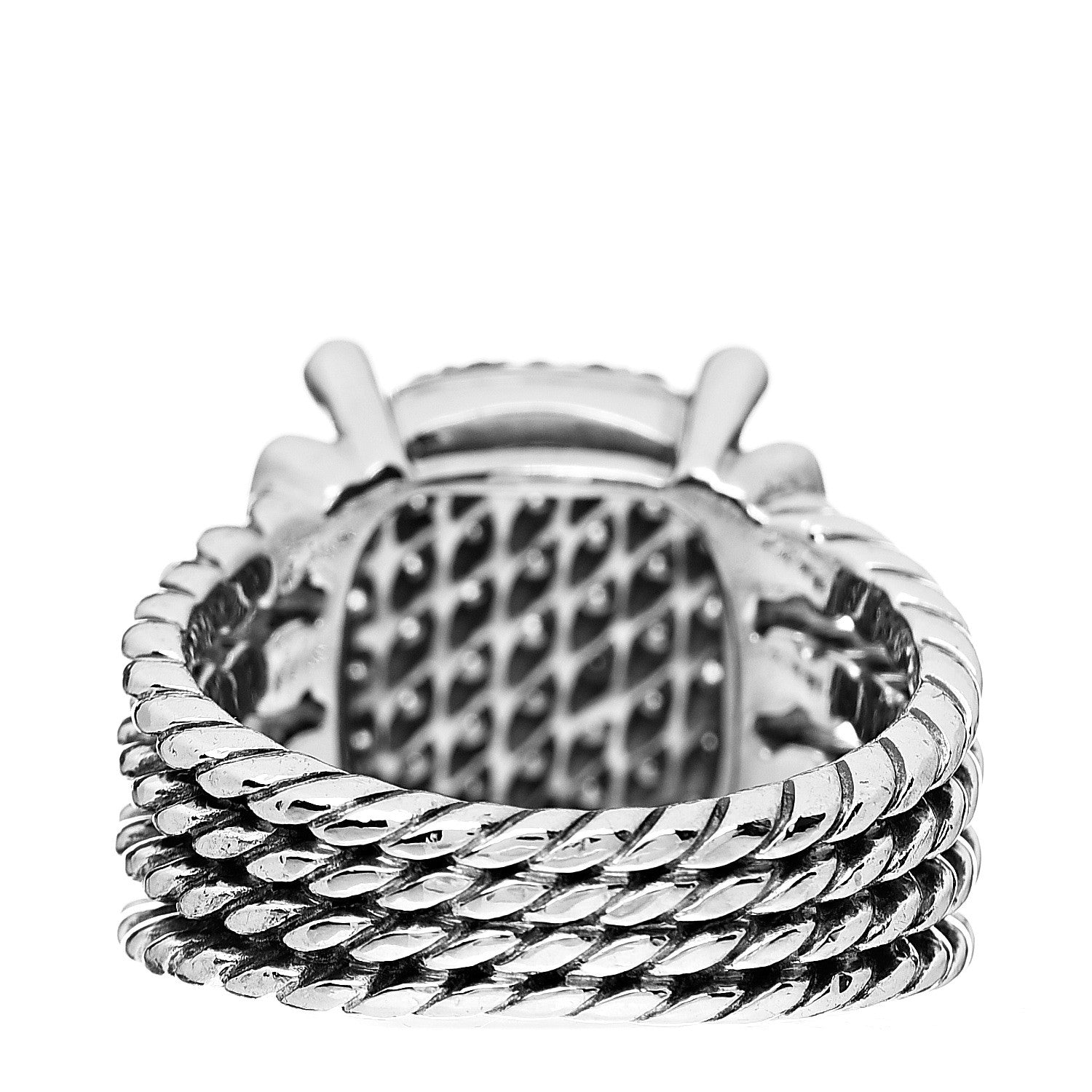 David Yurman Sterling Silver Diamond 16mm Wheaton Ring 53 6.25 3 of 5