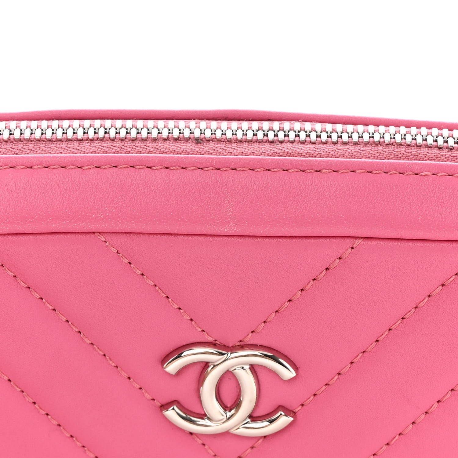 Chanel Lambskin Chevron Quilted Small Promenade Camera Case Pink 12 of 16