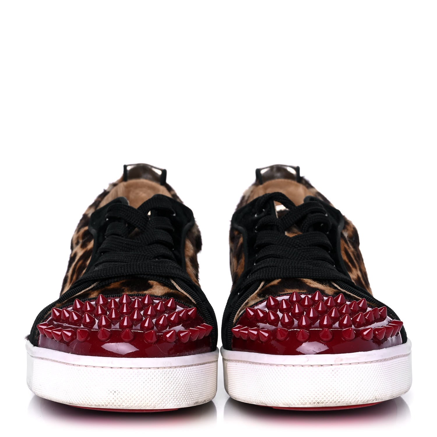 Christian Louboutin Calf Hair Womens Louis Junior Spikes Flat Sneakers 39 Leopard 2 of 10