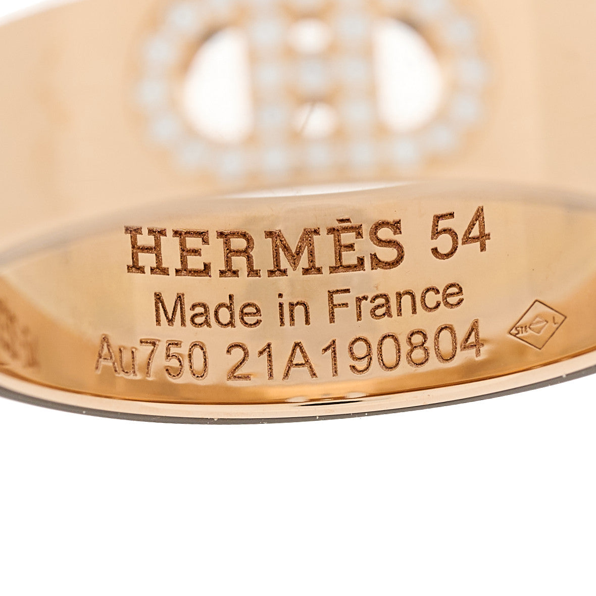 18K Rose Gold Diamond PM H D'Ancre Ring 54 7