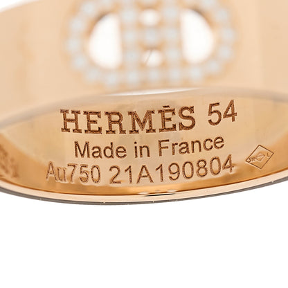 Hermes 18K Rose Gold Diamond PM H D'Ancre Ring 54 7 4 of 5