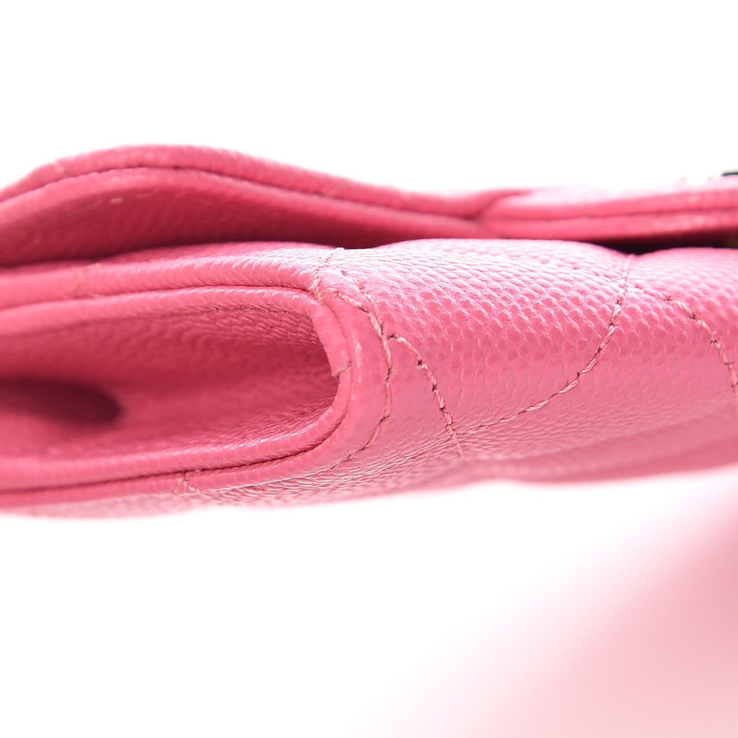 Caviar Quilted Flap Card Holder Pink