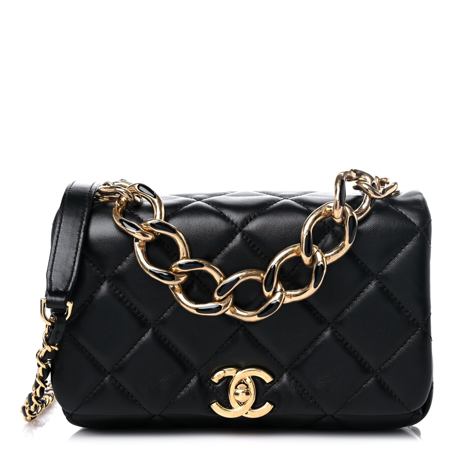 Chanel Lambskin Quilted Small Color Match Flap Black 1 of 10