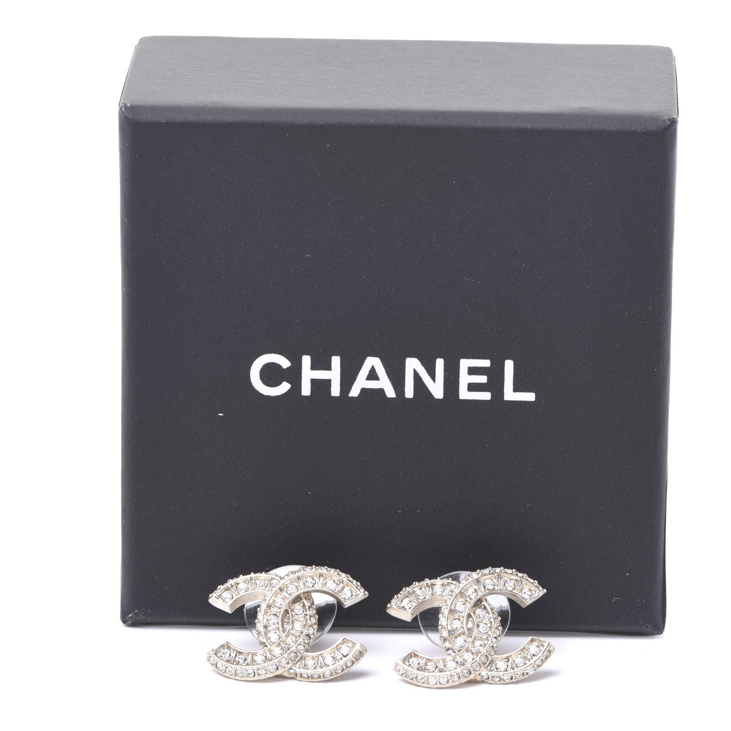 Chanel Crystal Textured CC Earrings Gold 5 of 5