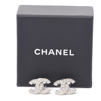 Chanel Crystal Textured CC Earrings Gold 5 of 5