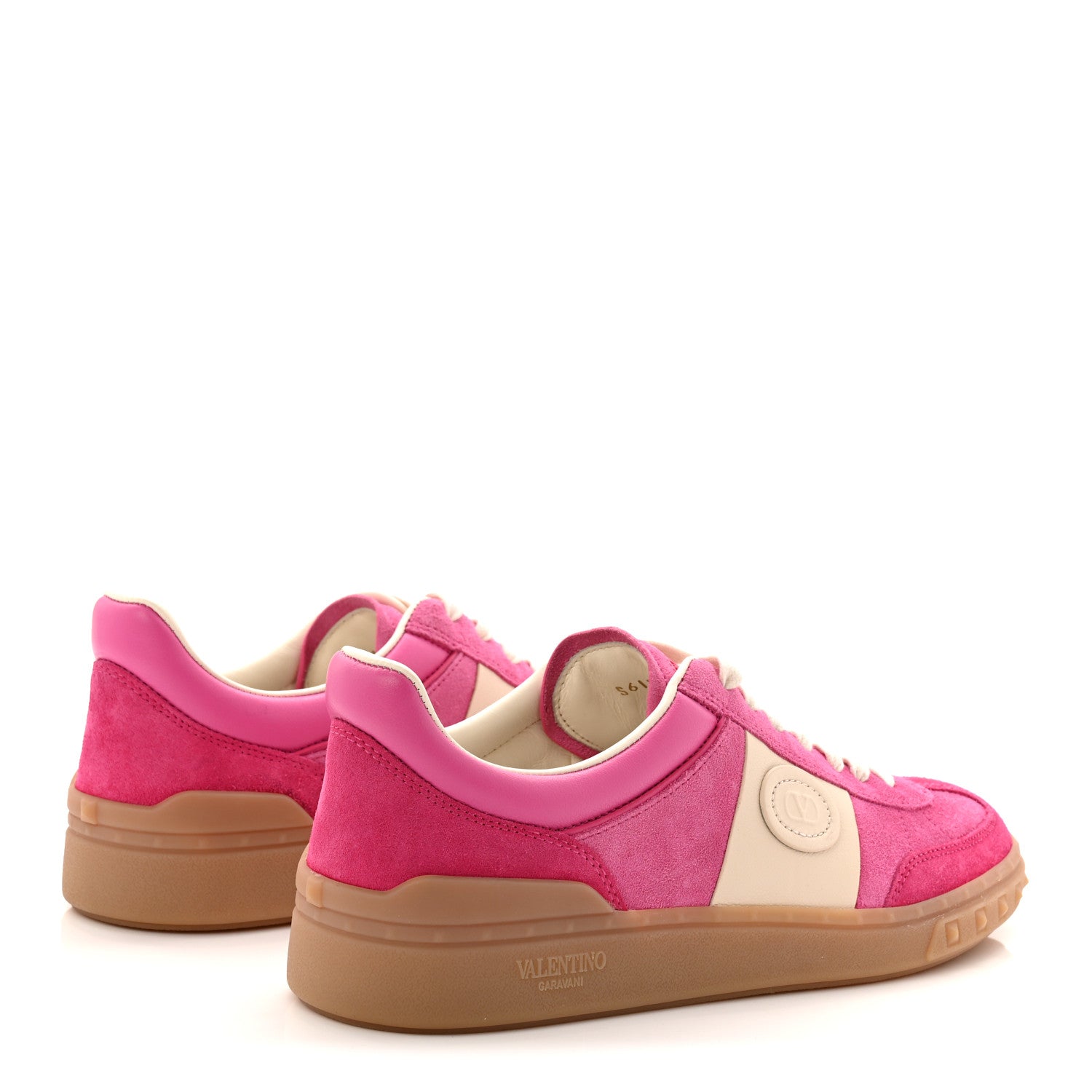 Valentino Garavani Suede Calfskin Womens Upvillage Crosta Low Top Sneakers 40 Pink Ivory 5 of 10
