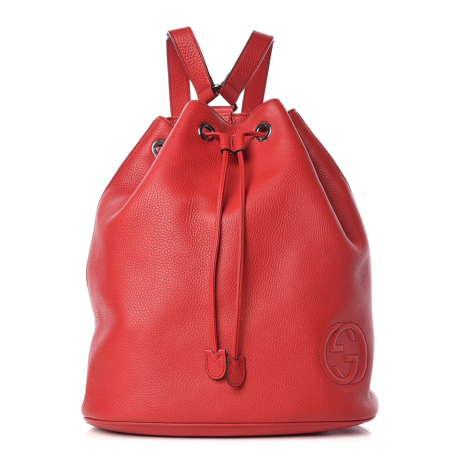 Gucci Pebbled Calfskin Small Soho Drawstring Backpack Tabasco Red 1 of 9
