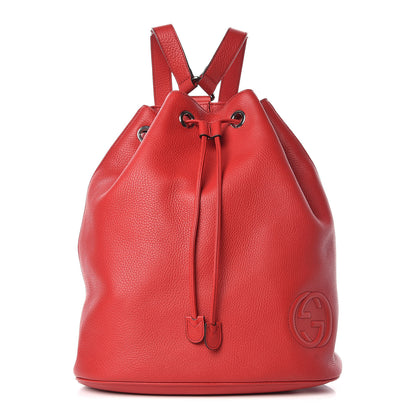 Gucci Pebbled Calfskin Small Soho Drawstring Backpack Tabasco Red 1 of 9