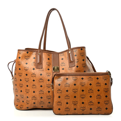MCM Visetos Large Liz Reversible Shopper Tote Cognac 1 of 11