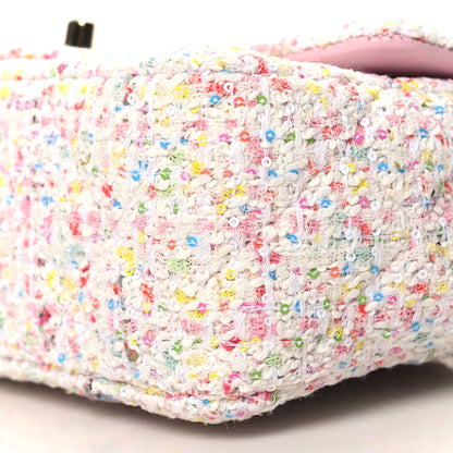 Chanel Tweed Quilted Mini Rectangular Flap White Pink Green Blue 10 of 11