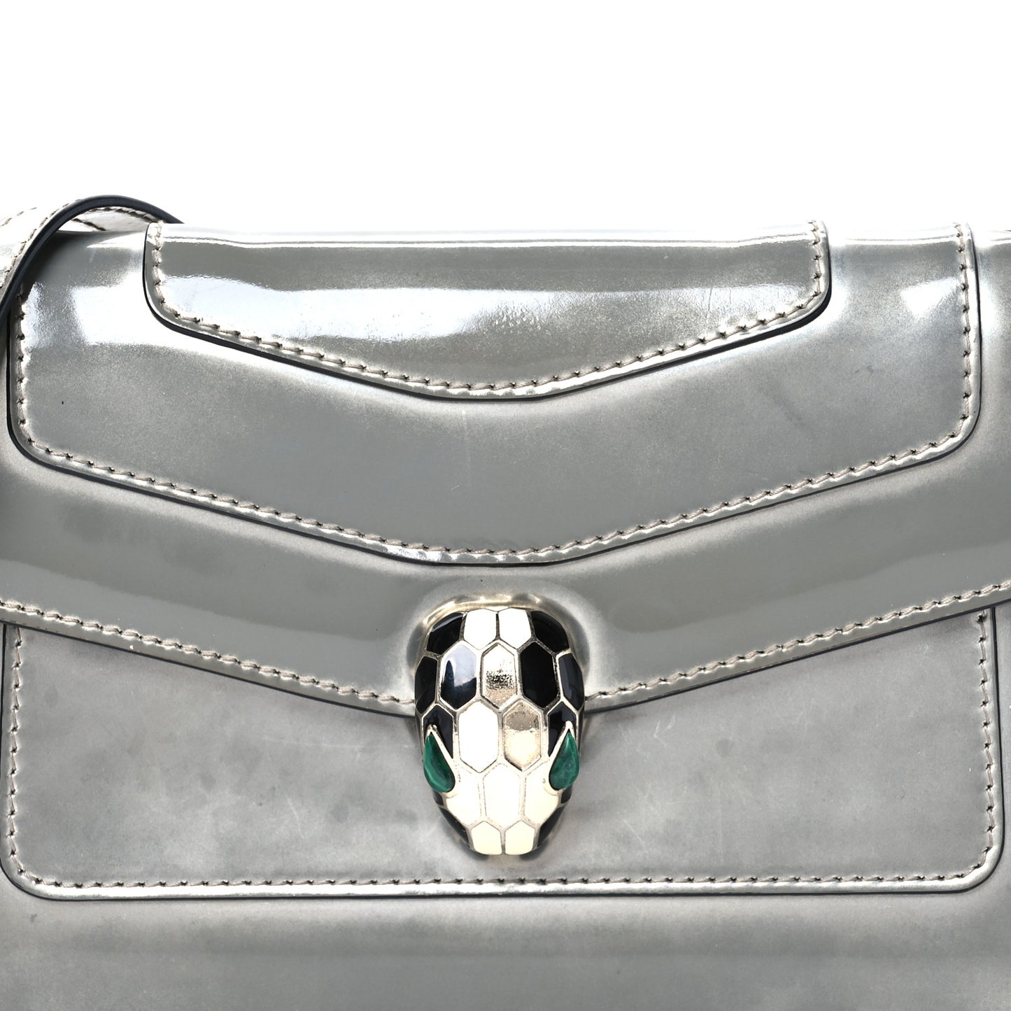 Metallic Serpenti Forever Small Shoulder Bag Silver