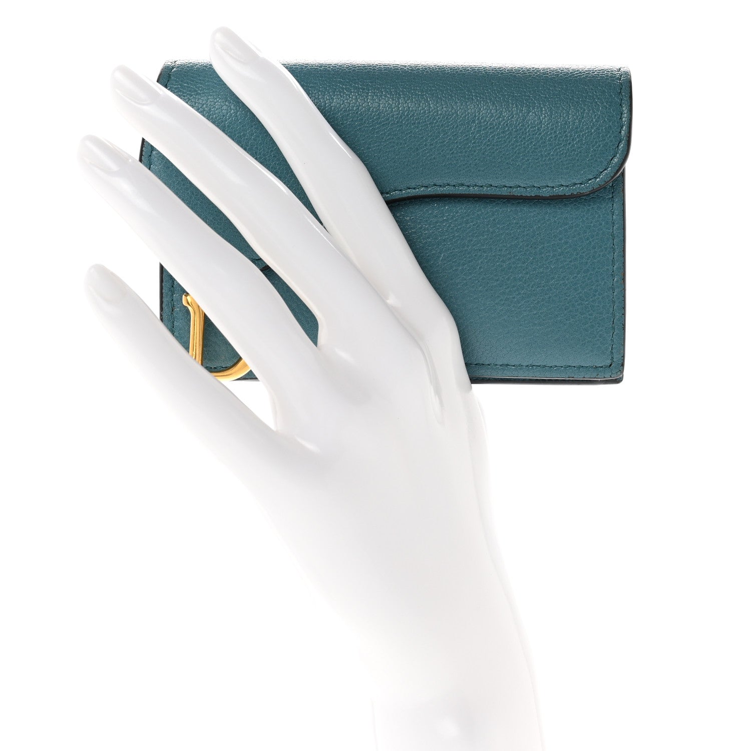 Christian Dior Goatskin Saddle Card Holder Azure Blue 2 of 8