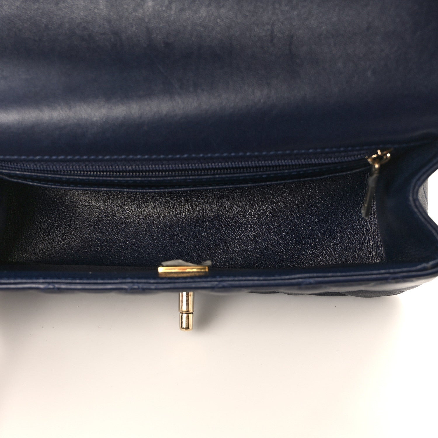Chanel Lambskin Quilted Mini Top Handle Rectangular Flap Navy Blue 5 of 13