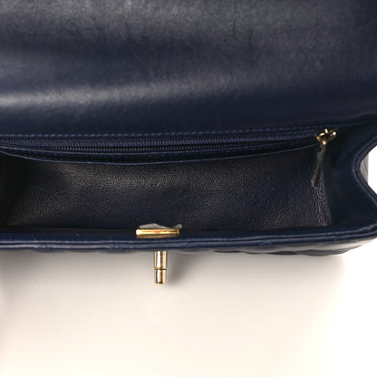Chanel Lambskin Quilted Mini Top Handle Rectangular Flap Navy Blue 5 of 13