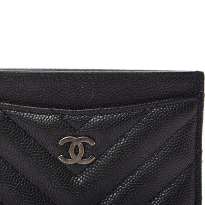 Chanel Iridescent Caviar Chevron Quilted Card Holder Black 9 of 10