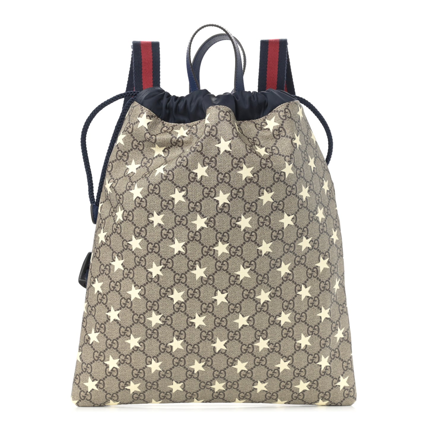 Soft GG Supreme Monogram Stars Childrens Drawstring Backpack Beige Ebony Yellow Royal