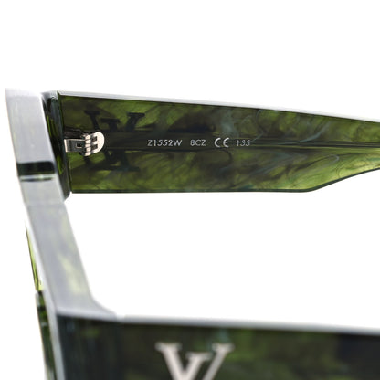 Louis Vuitton Acetate Marble Effect Swarovski Cyclone Sunglasses Z1552W Green 6 of 8