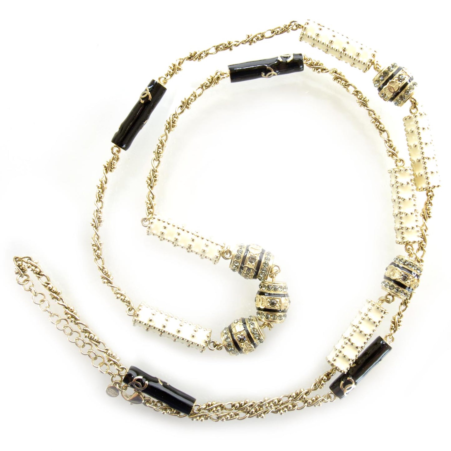 Crystal Enamel CC Necklace Gold
