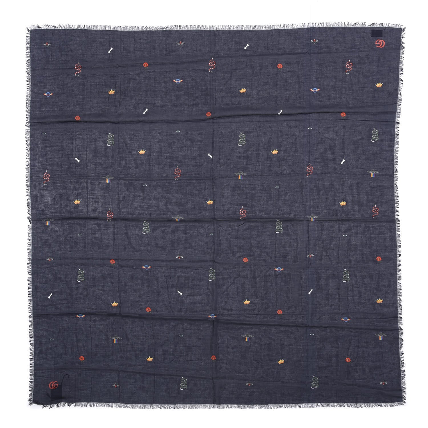 Gucci Modal Classic Mixer Shawl Black Midnight Blue 1 of 4