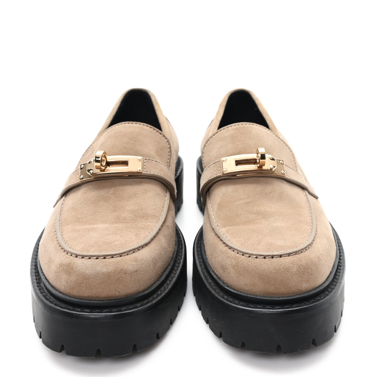 Hermes Suede Womens Icone Loafers 38 Beige Sable 3 of 10