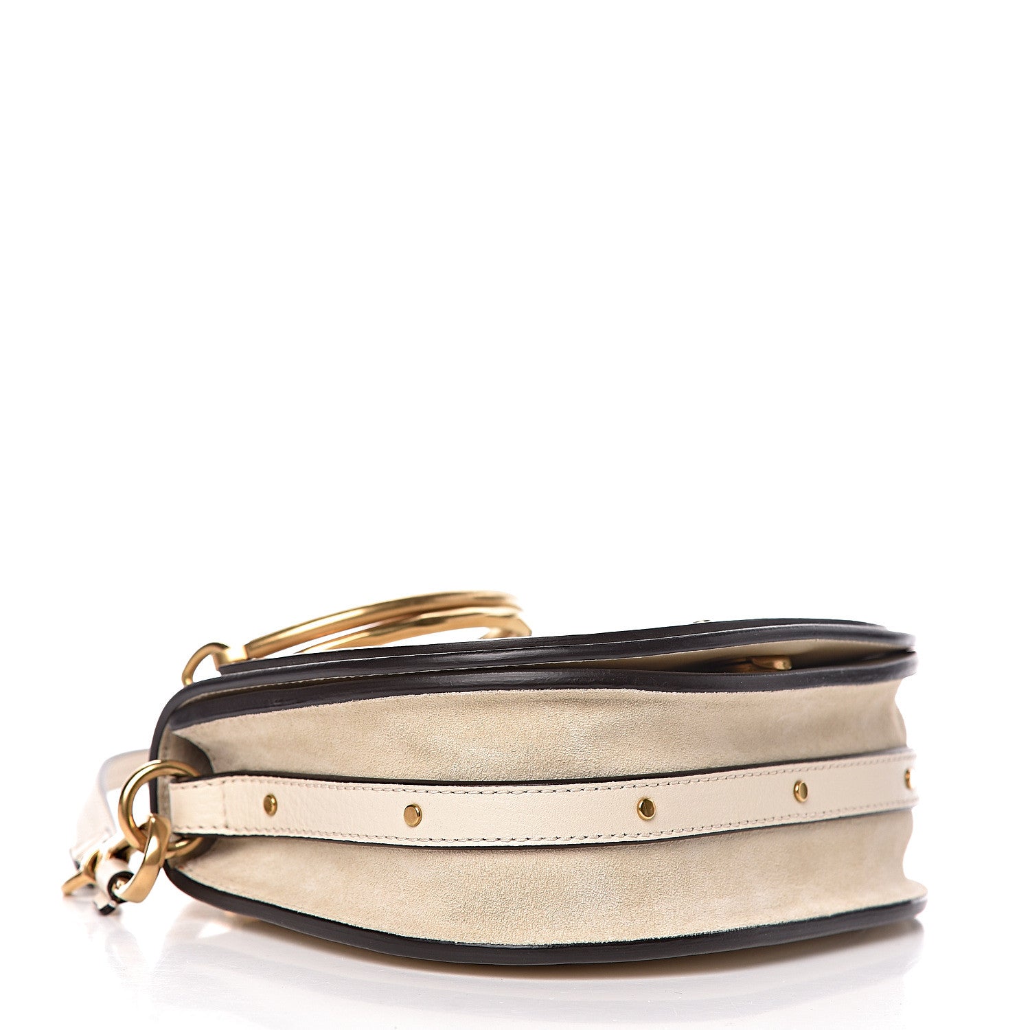 Chloe Calfskin Suede Small Nile Bracelet Bag Off White 4 of 9