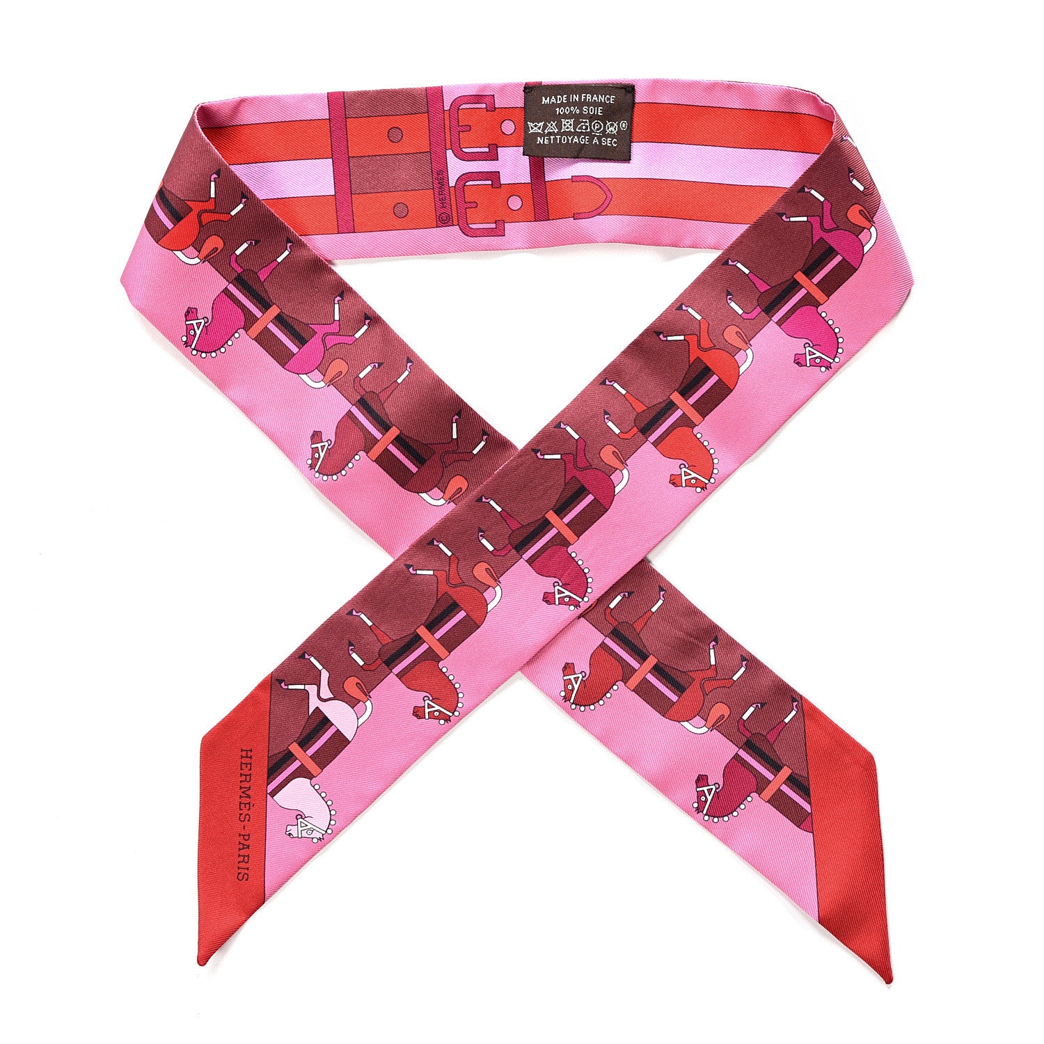 Hermes Silk Rocabar Twilly Rose Vif Bordeaux 1 of 3