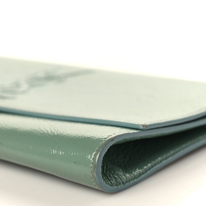 Saint Laurent Textured Patent Monogram Large Belle De Jour Clutch Turquoise 8 of 15