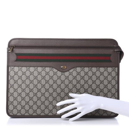 Gucci GG Supreme Monogram Textured Calfskin Web Ophidia Documents Holder Beige Ebony New Acero 2 of 10