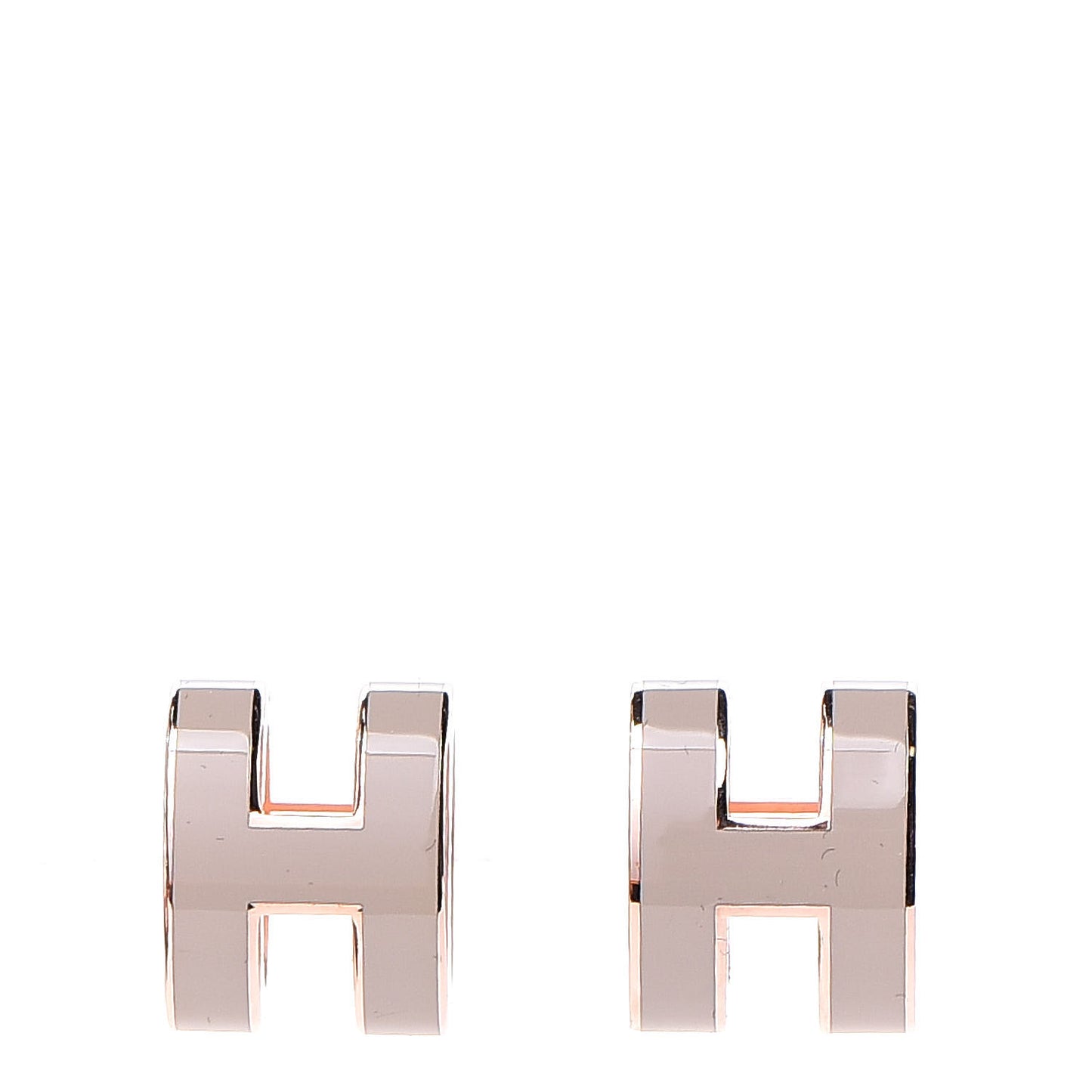 Rose Gold Lacquered Pop H Earrings Marron Glace