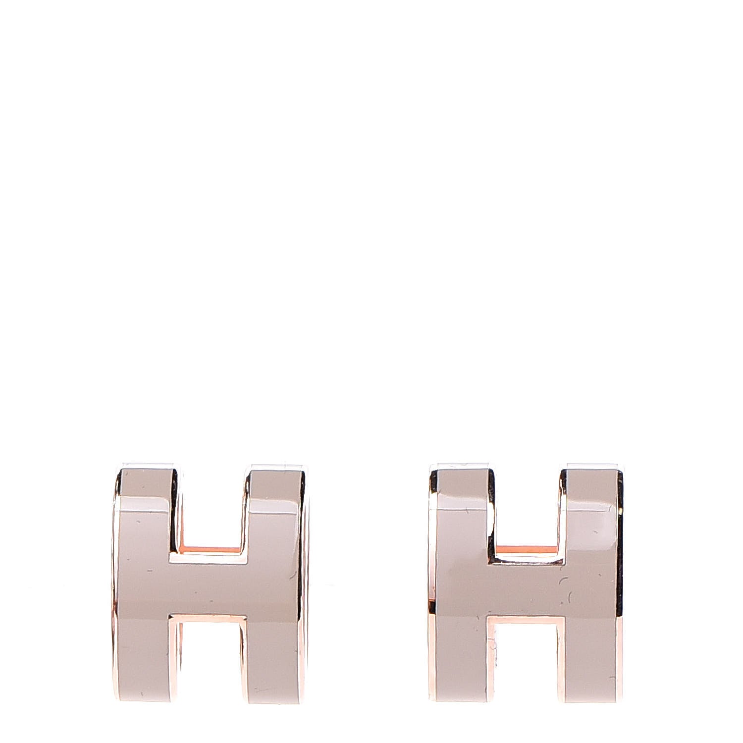 Hermes Rose Gold Lacquered Pop H Earrings Marron Glace 1 of 5