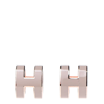 Hermes Rose Gold Lacquered Pop H Earrings Marron Glace 1 of 5
