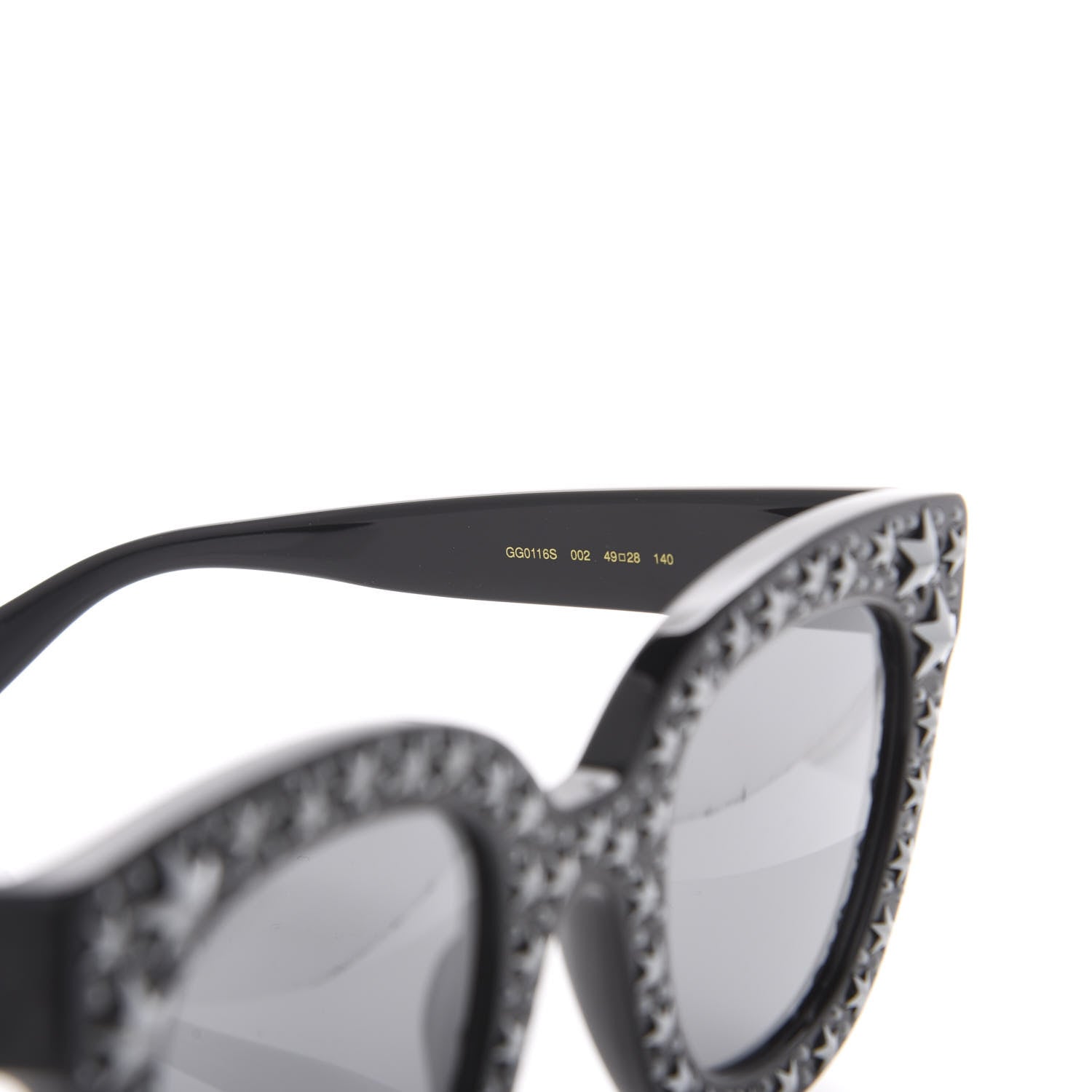 Gucci Acetate Stars Cat Eye Sunglasses GG0116S Black 5 of 8