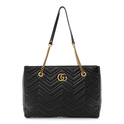 Gucci Vintage Calfskin Matelasse Medium GG Marmont Slim Tote Black 1 of 14