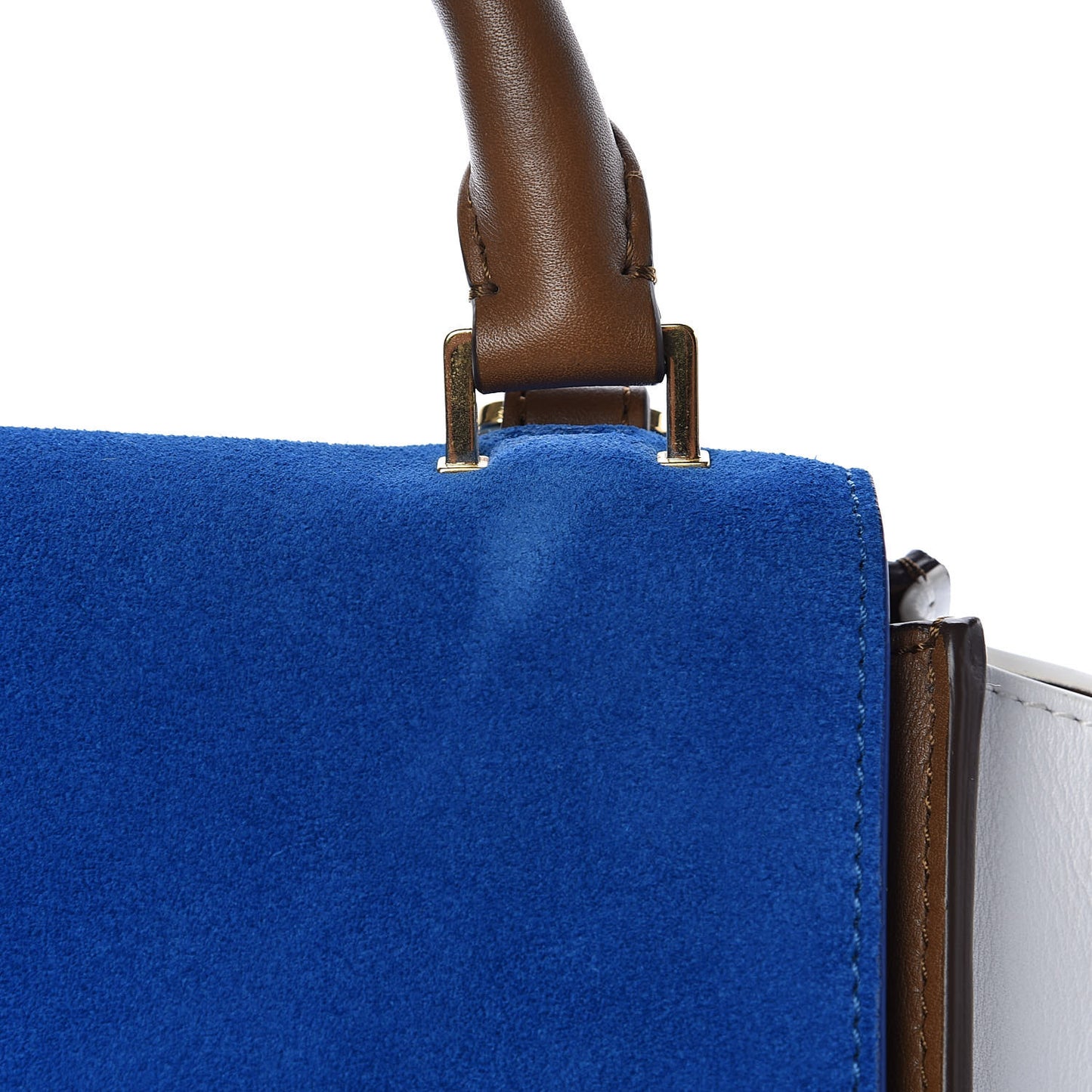 Smooth Calfskin Suede Medium Tri-Color Trapeze Bright Blue