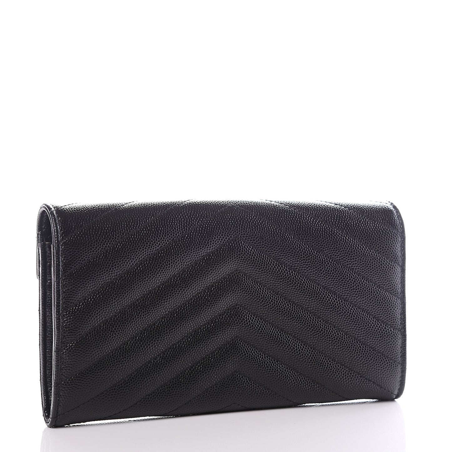 Grain De Poudre Matelasse Chevron Monogram Flap Wallet Black