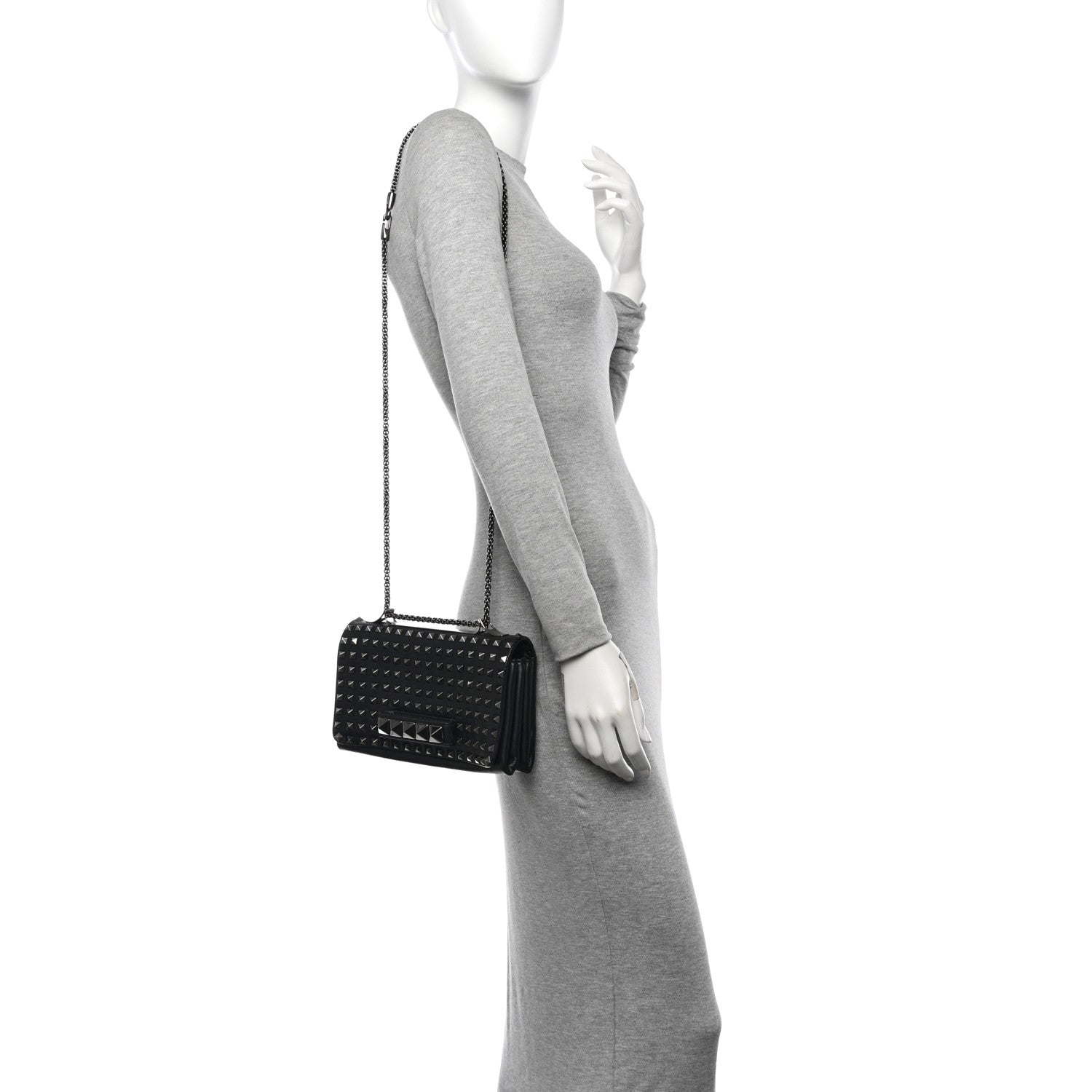 Valentino Garavani Vitello Rockstud All Over Va Va Voom Flap Bag Black 2 of 12